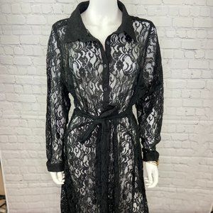 NWT  long sleeve black Lace robe/cover-up